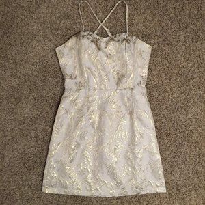 Forever 21 Body-Con Metallic Gold and Ivory Dress